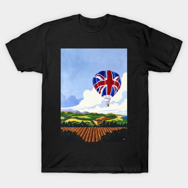 Hot Air Balloon - Union Jack T-Shirt by synchroelectric